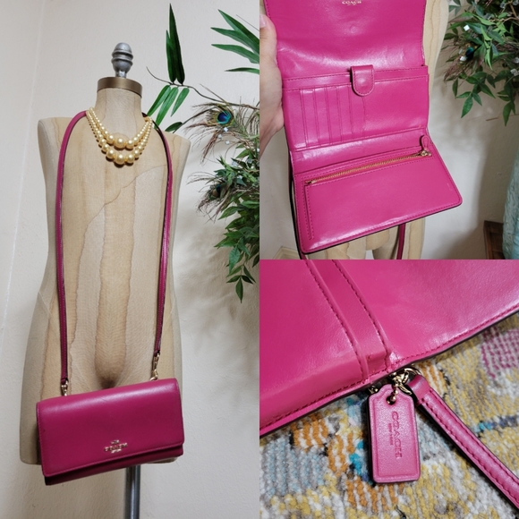 Coach Handbags - COACH | FOLDOVER CLUTCH PURSE PINK LEATHER ORGANIZER BAG